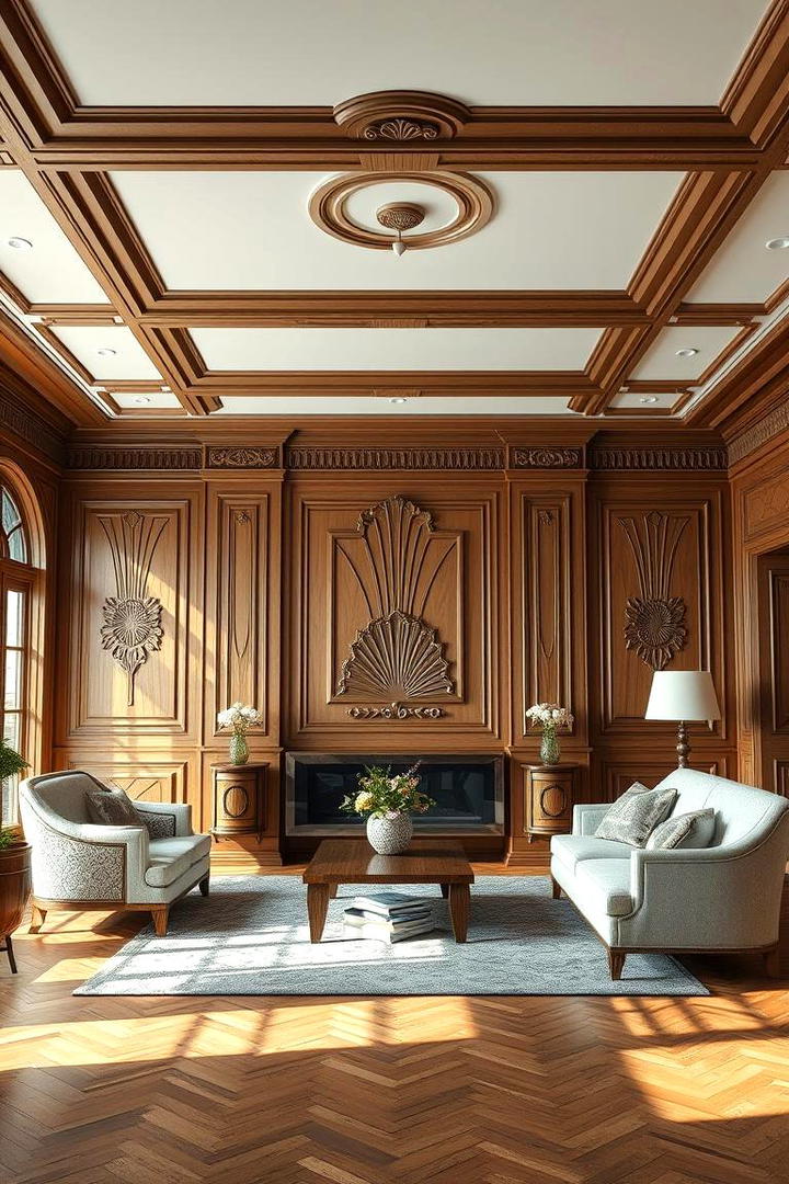 Sculpted Woodwork - 30 Art Deco Living Room Ideas