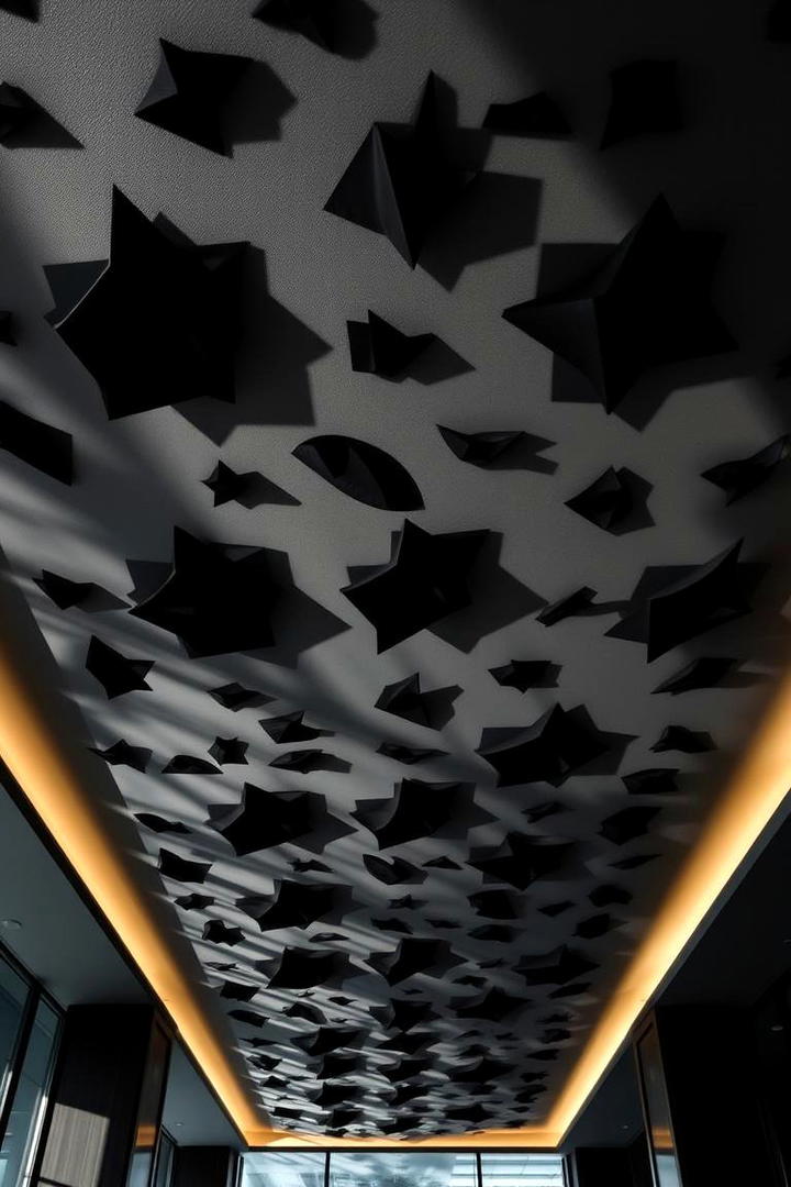 Sculptural Black Ceiling Art - 30 Black Ceiling Design Ideas