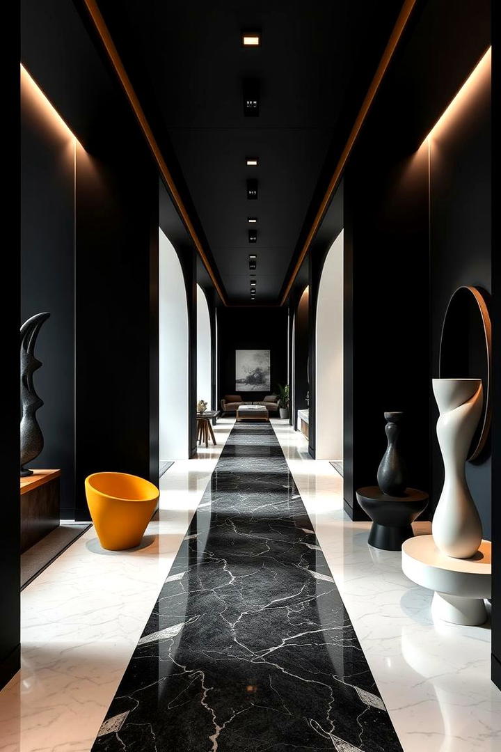 Sculptural Furniture Elements - 30 Black Hallway Ideas