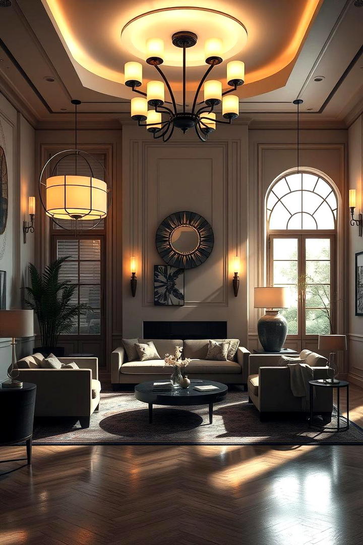 Sculptural Lighting - 30 Art Deco Living Room Ideas