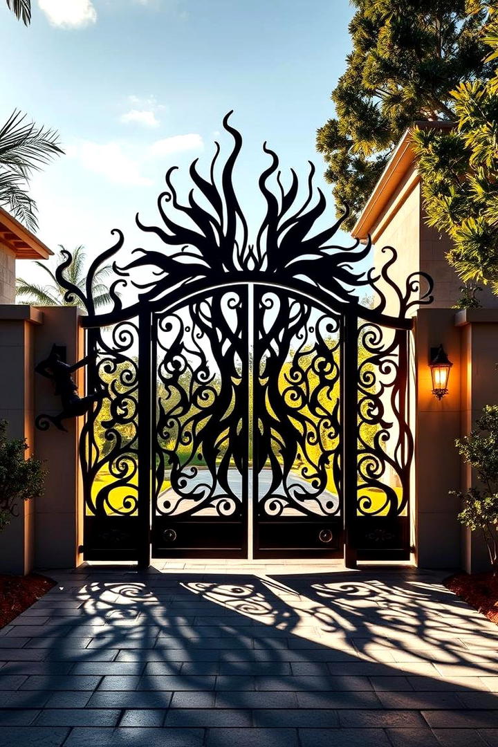 Sculptural Metal Art Gate - 30 Front Gate Ideas