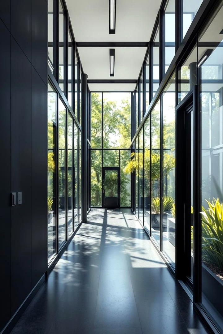 Seamless Indoor Outdoor Flow - 30 Black Hallway Ideas