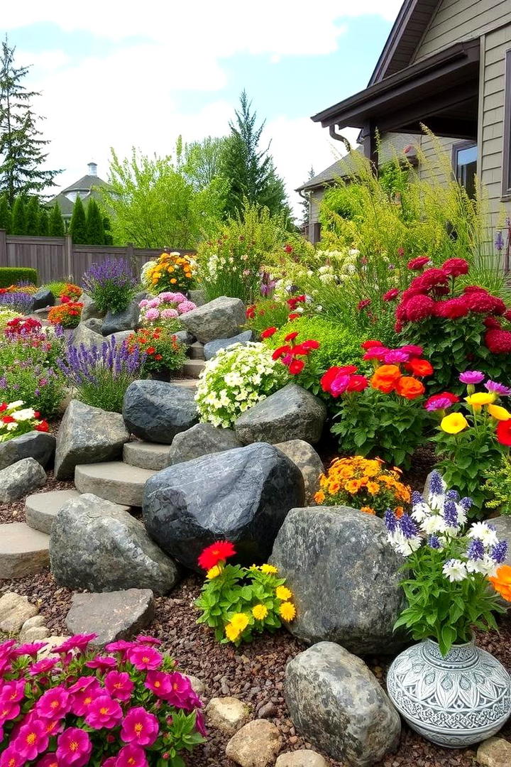 Seasonal Rock Feature Enhancements - 30 Black River Rock Landscaping Ideas