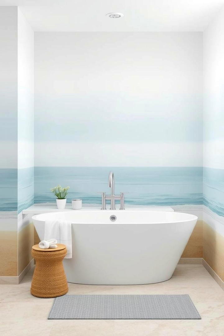 Serene Coastal Escape - 30 Bathroom Mural Ideas