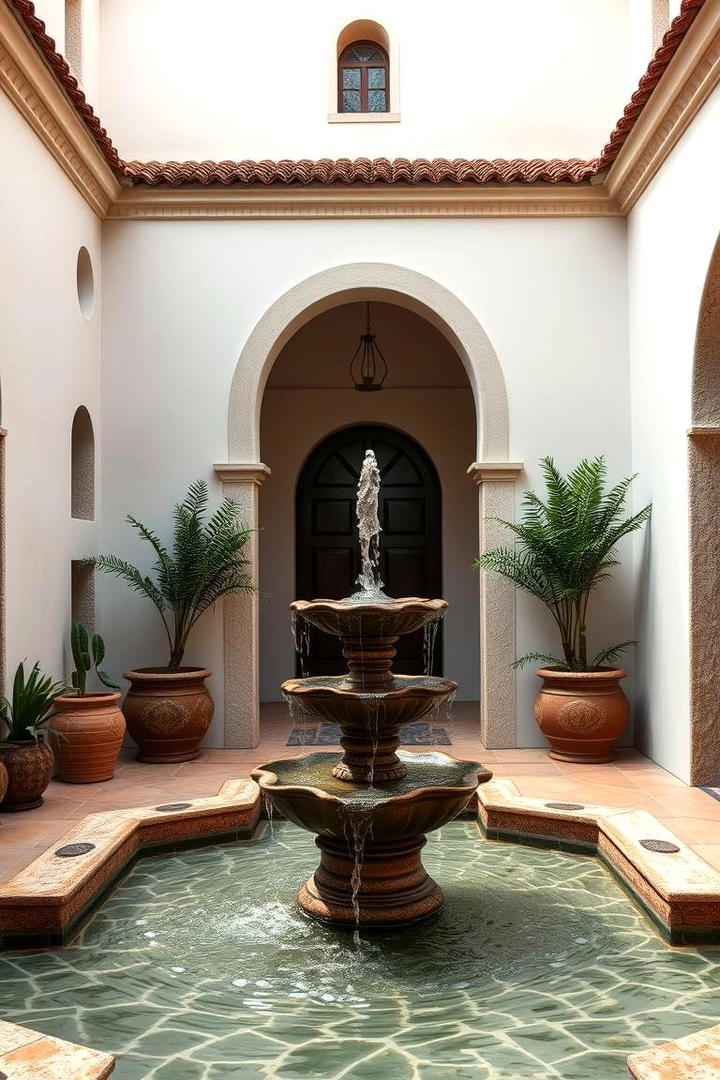 Serene Courtyard Fountain - 30 Mexican Style House Design Ideas