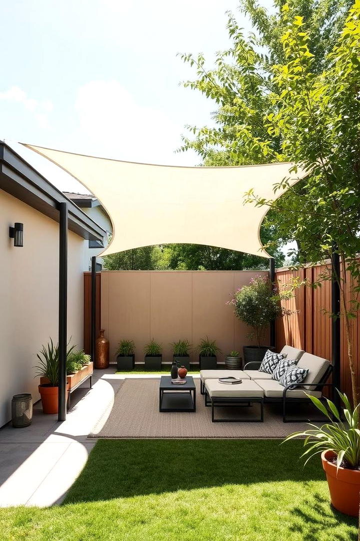 Shade Sail Hideaway - 30 Backyard Privacy Ideas