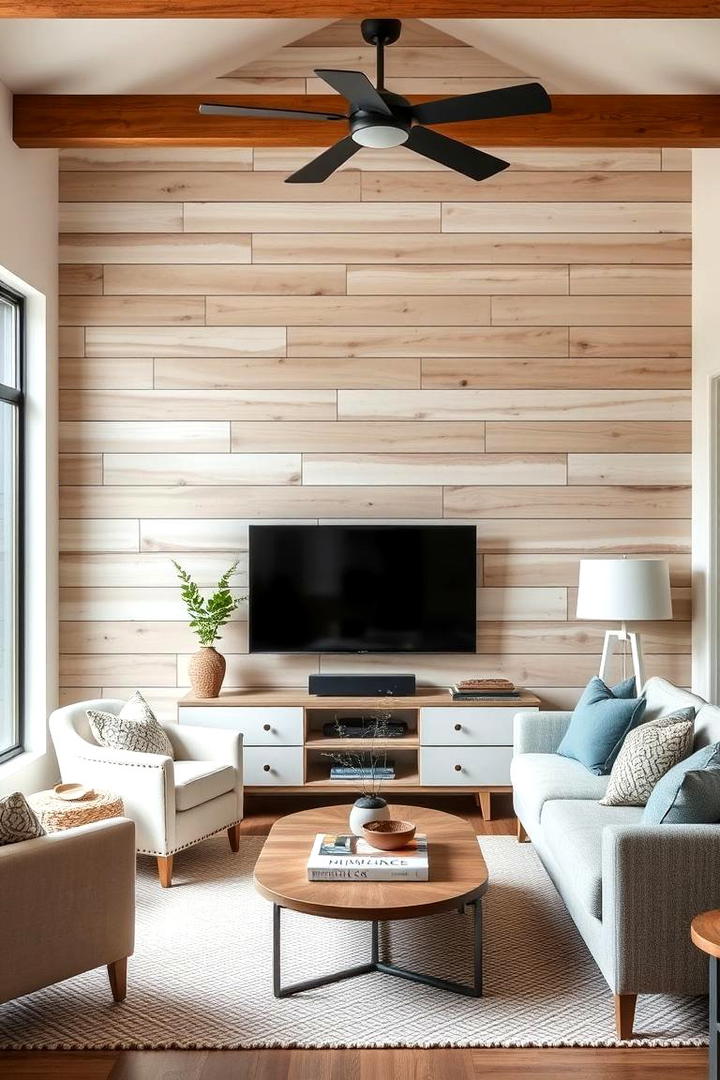 Shiplap Wall Detailing - 30 Small Rustic Living Room Ideas