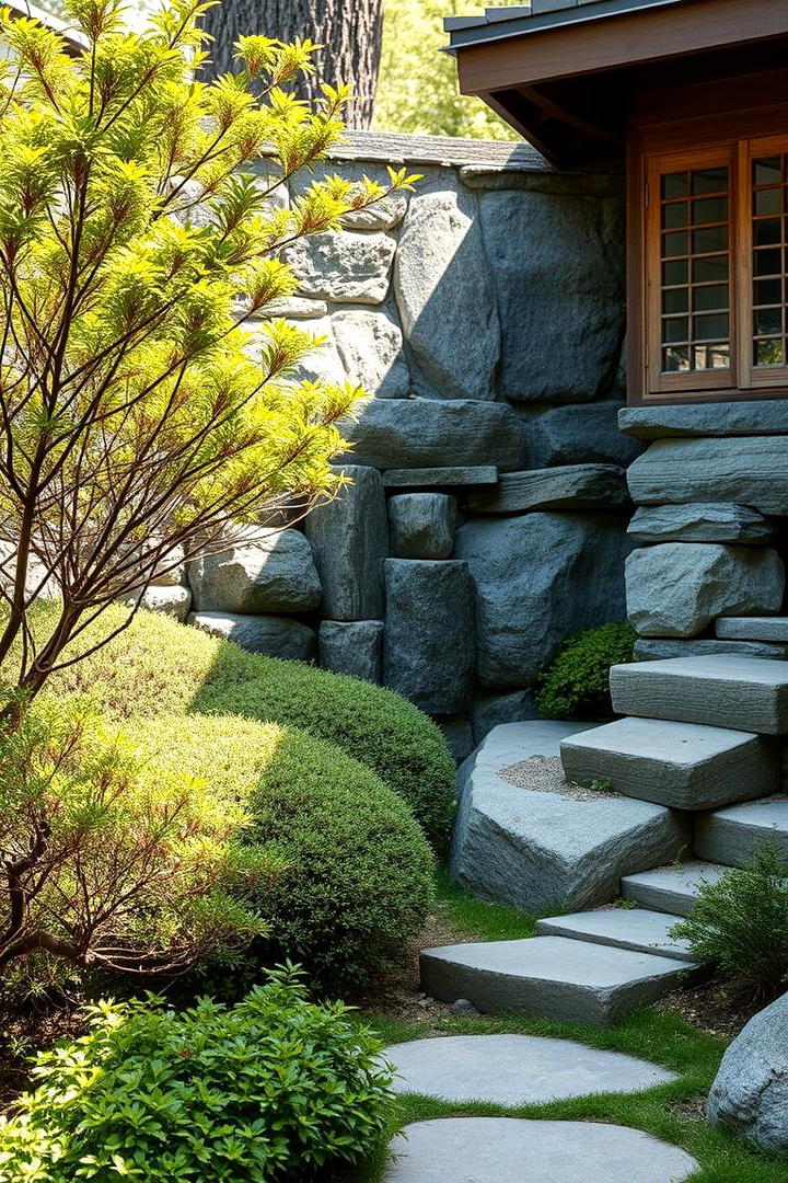 Shrub and Stone Arrangement - 30 Japanese Garden Ideas