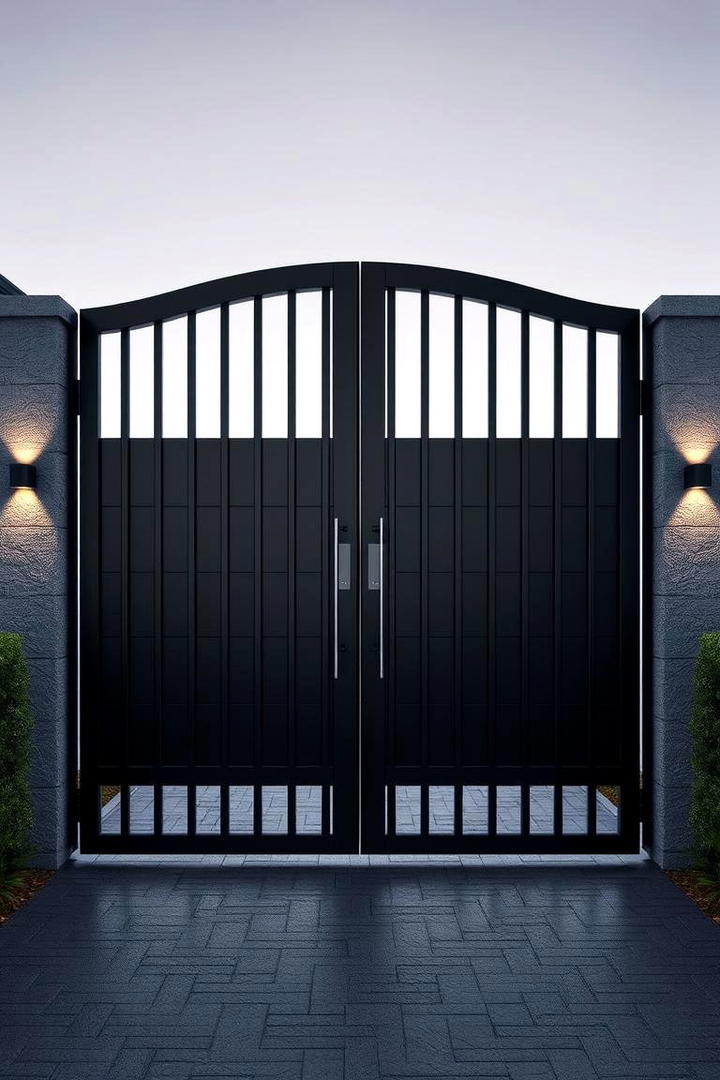 Sleek Black Metal Gate - 30 Driveway Gate Ideas