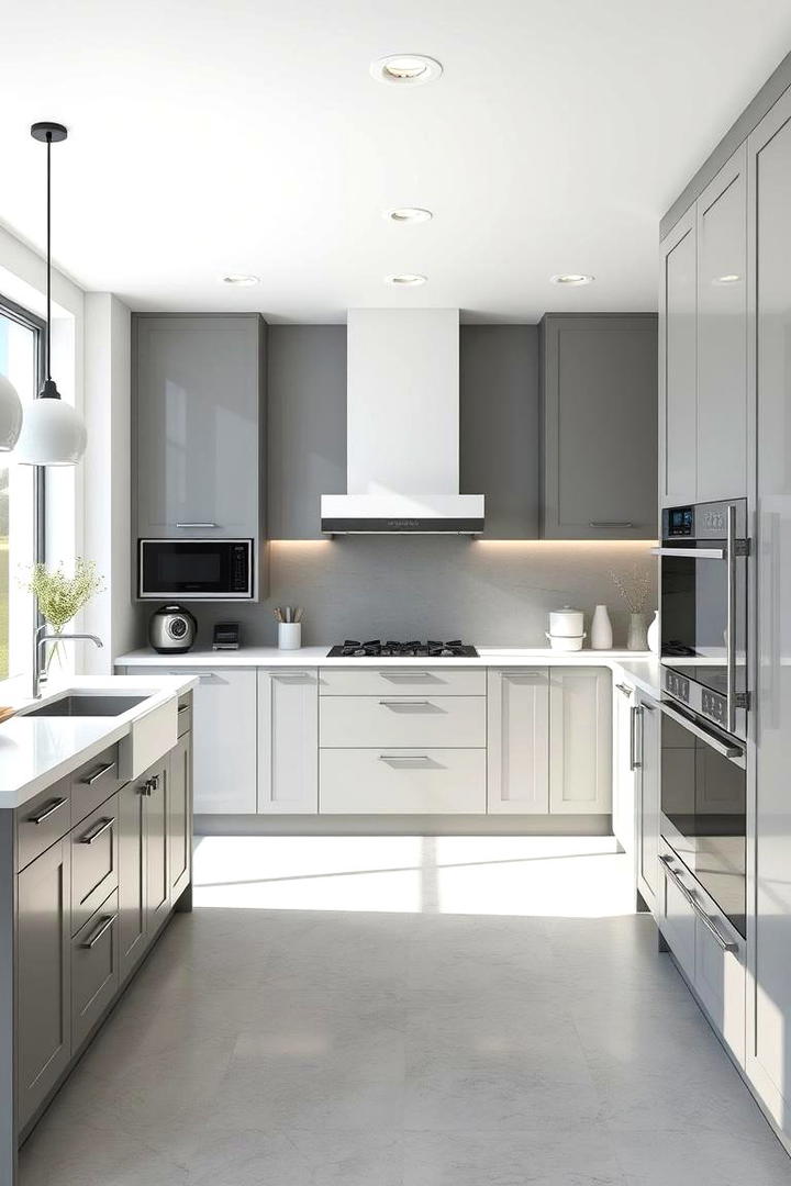 Sleek Contemporary Charm - 30 Grey and White Kitchen Designs