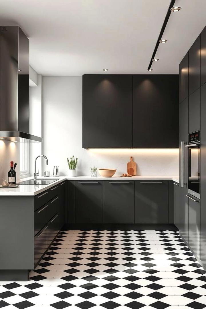 Sleek Contemporary Design - 30 Kitchens With Checkered Floors