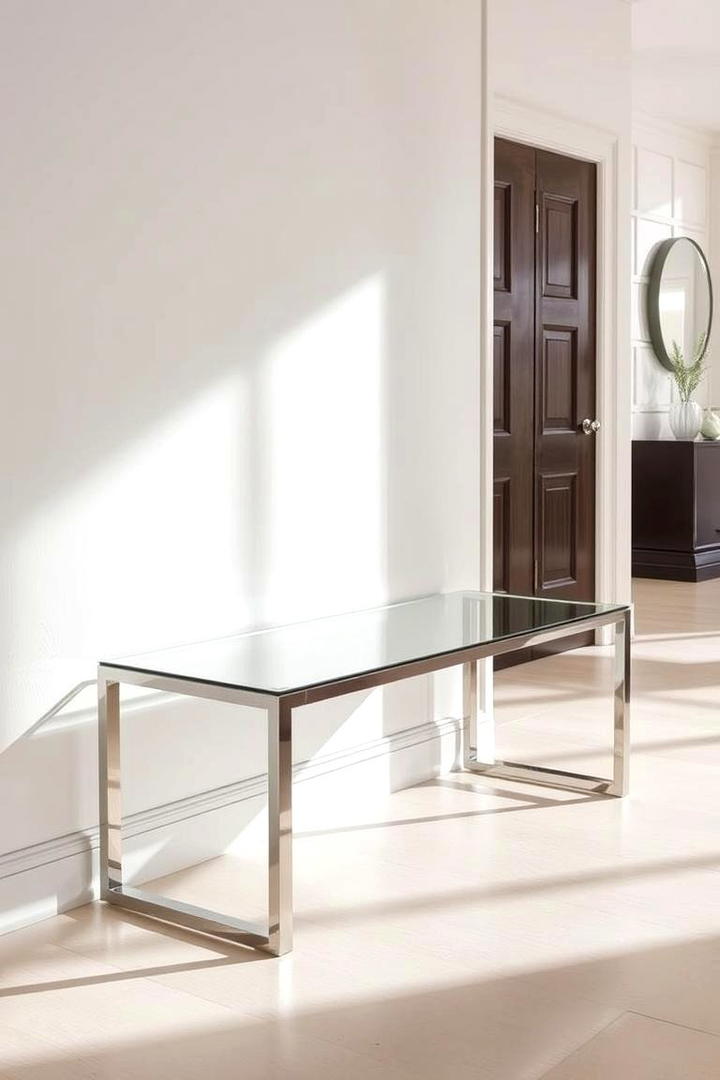 Sleek Glass and Metal Bench - 30 Entryway Bench Ideas