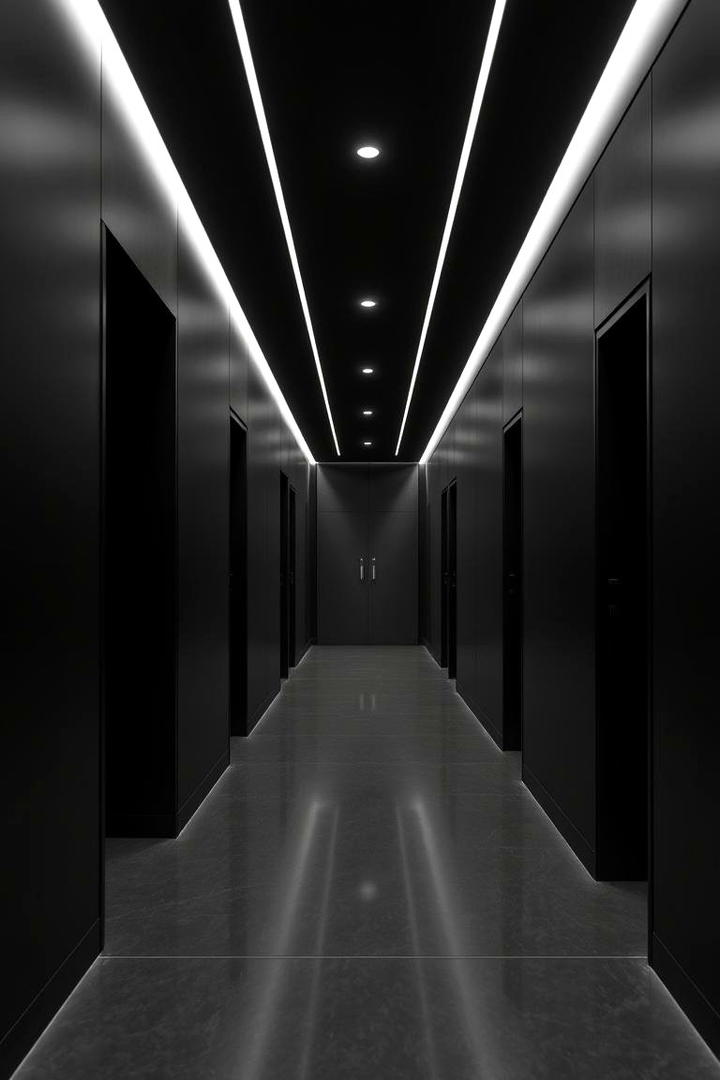 Sleek Minimalist Ambiance - 30 Black Hallway Ideas