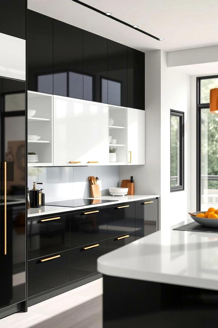 Sleek Minimalist Cabinets - 30 black white and gold kitchen ideas