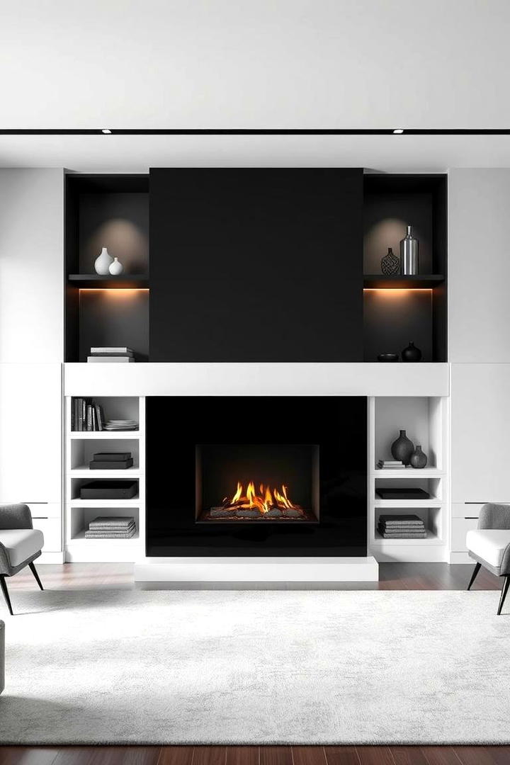 Sleek Minimalist Design - 30 Black Fireplace Ideas