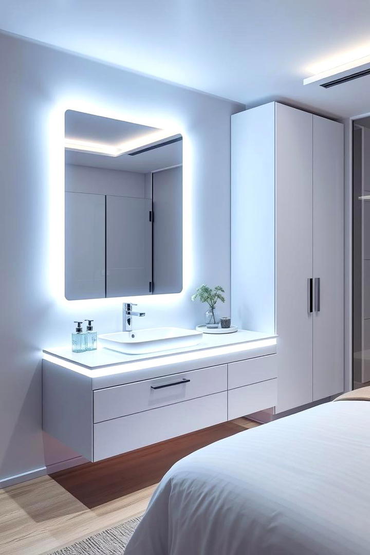 Sleek Modern LED Vanity - 30 Bedroom Vanity Ideas