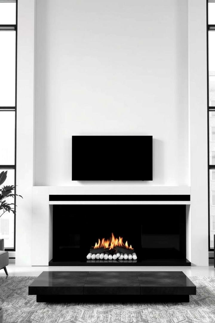 Sleek Modern Monochrome - 30 Fireplace Paint Ideas