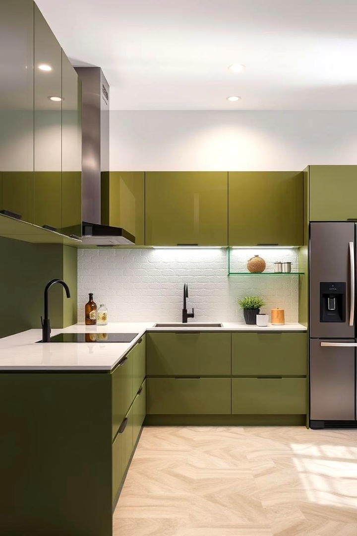 Sleek Olive Green Contemporary - 30 Olive Green Kitchens