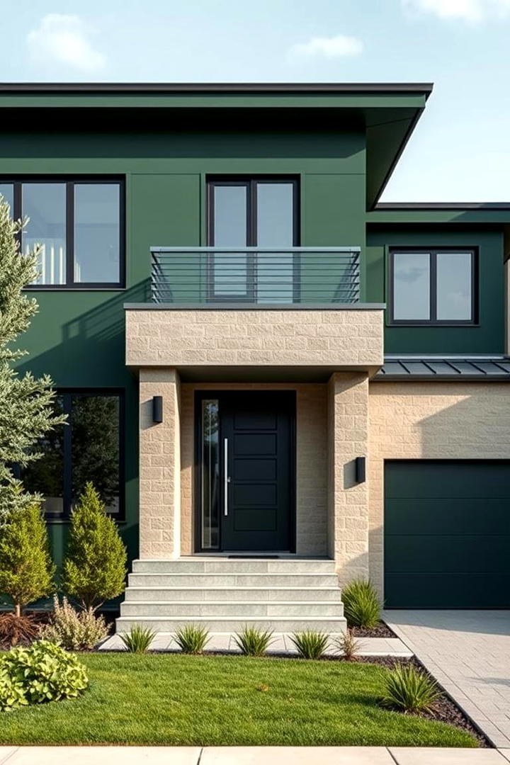 Sleek Pine Green Modernity - 30 Green Exterior House Paint Ideas