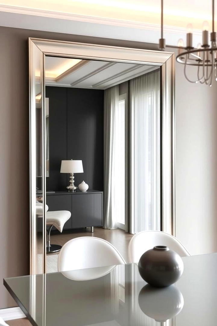 Sleek Silver Finish - 30 Dining Room Mirror Ideas