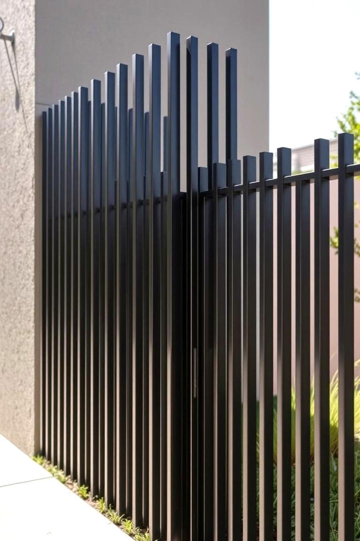 Sleek Vertical Metal Fence - 30 Corner Fence Ideas