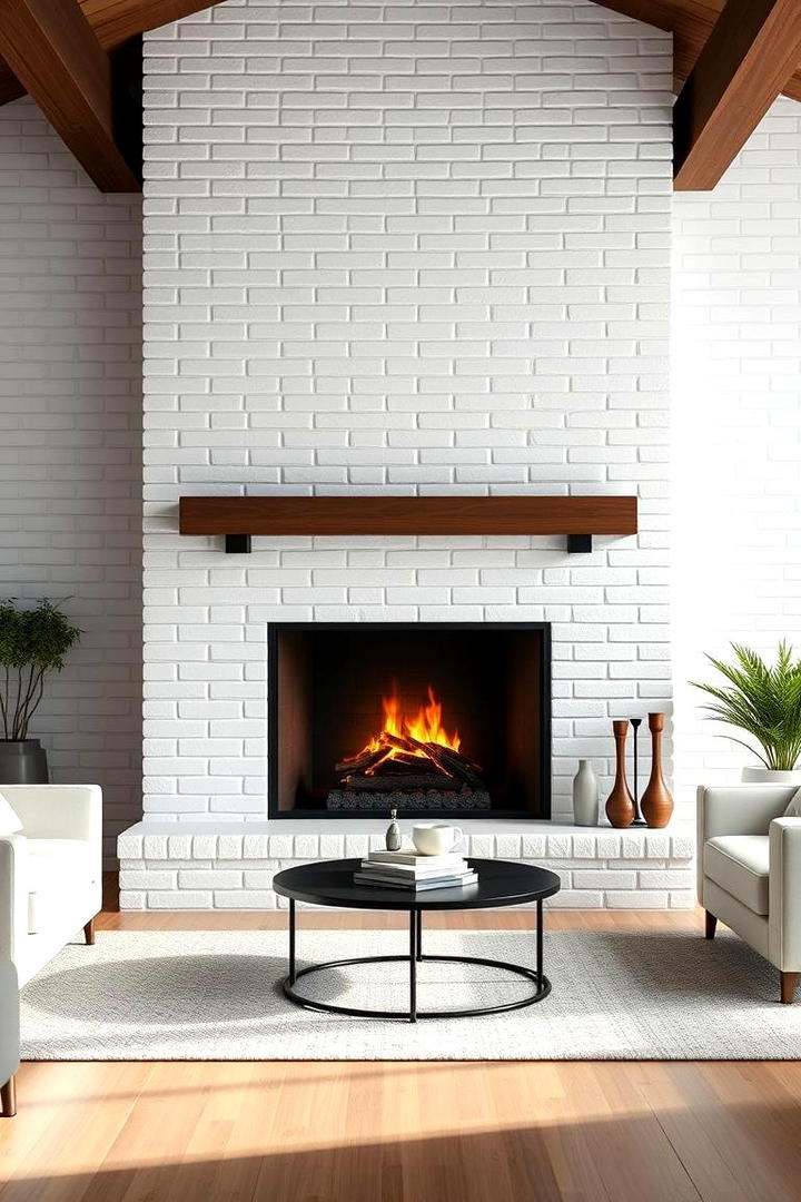 Sleek White Brick Masterpiece - 30 White Brick Fireplace Ideas