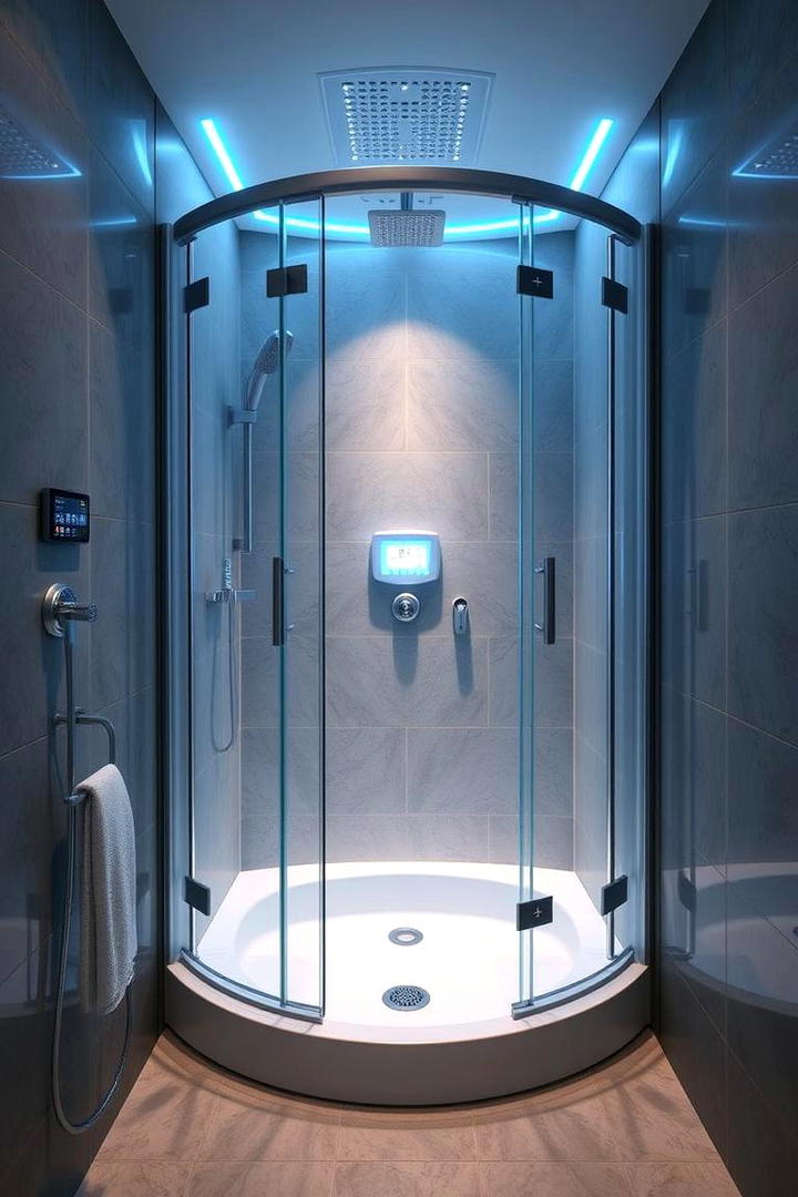 Smart Tech Integrated Shower - 30 Corner Shower Ideas