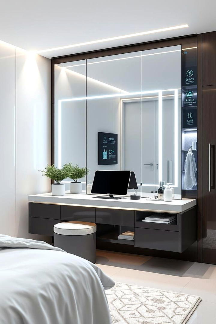 Smart Vanity with Tech Integration - 30 Bedroom Vanity Ideas