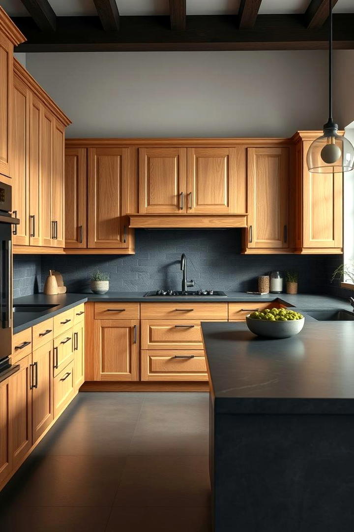 Smooth Slate Elegance - 30 what color countertops go with oak cabinets