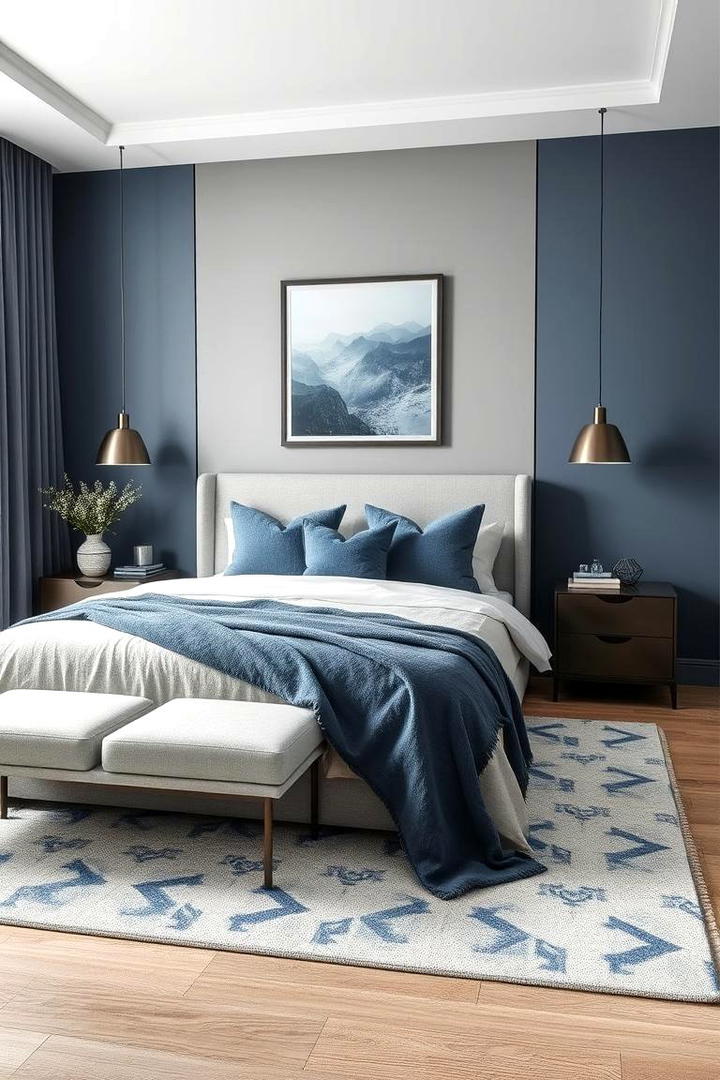 Soft Greys with Blue Depth - 30 Blue and Grey Bedroom Ideas