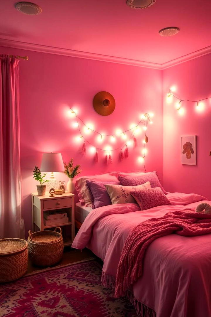 Soft Lighting for Dreamy Ambiance - 30 Pink Boho Bedroom Ideas