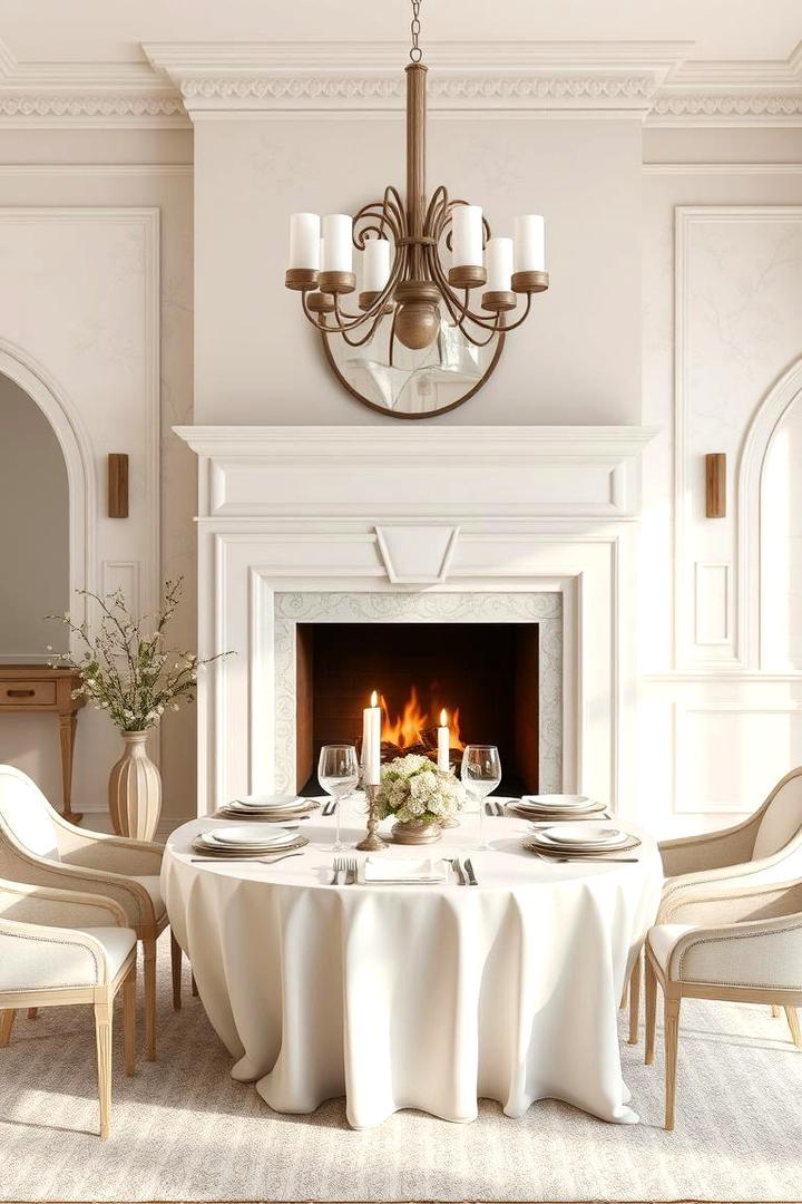 Soft Pastel Elegance - 30 Dining Room With Fireplace