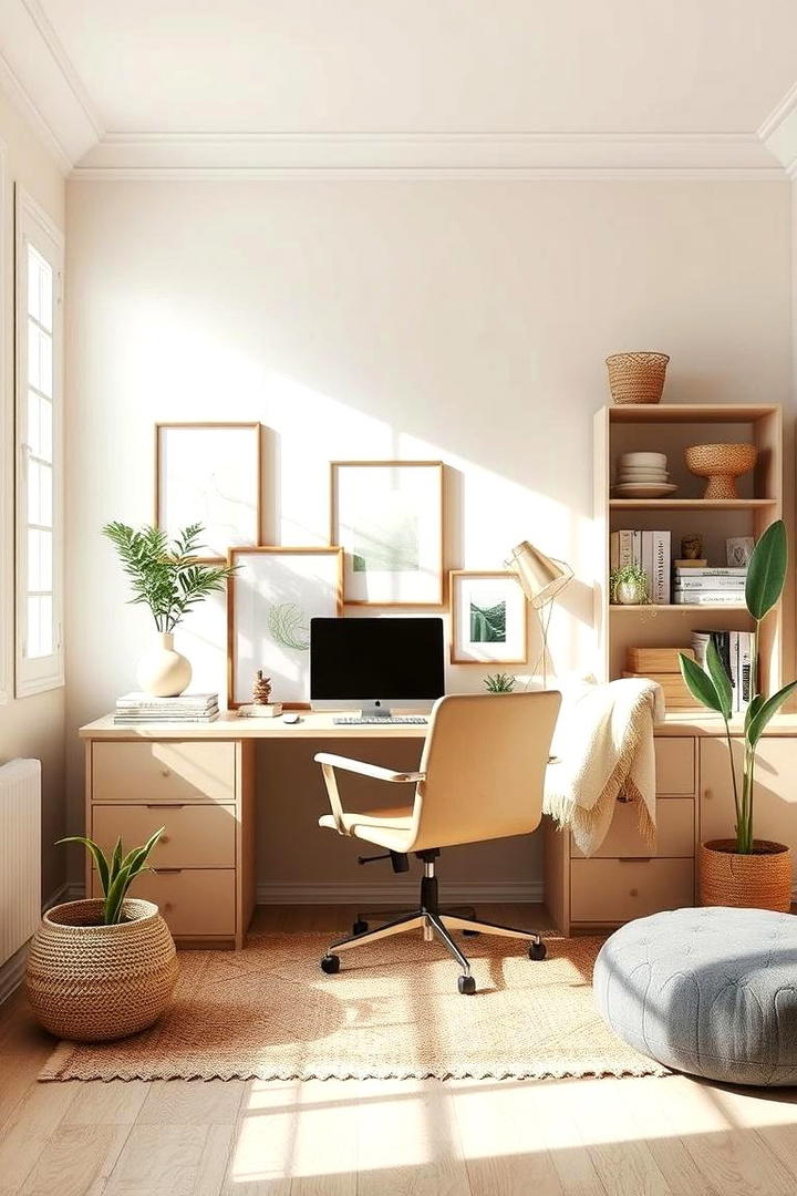 Soft Pastels and Earthy Tones Study - 30 Bohemian Home Office Ideas