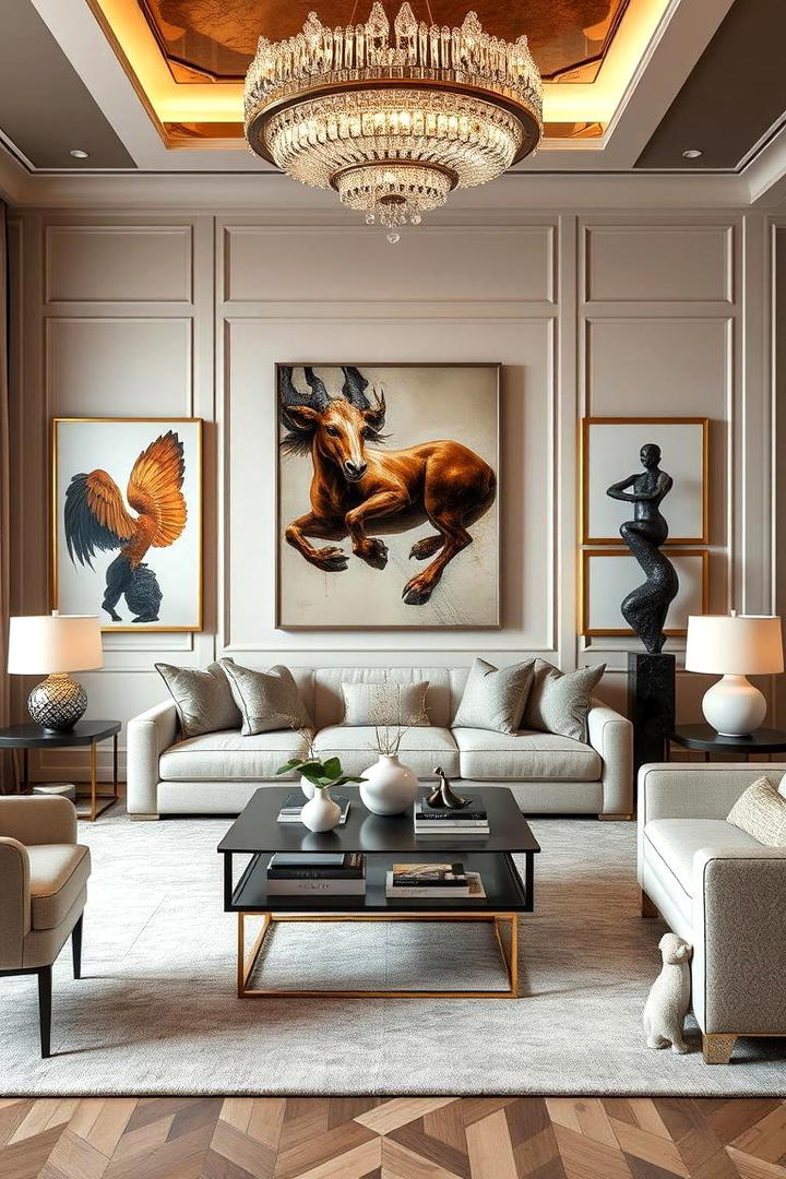 Sophisticated Art Pieces - 30 Glam Living Room Ideas