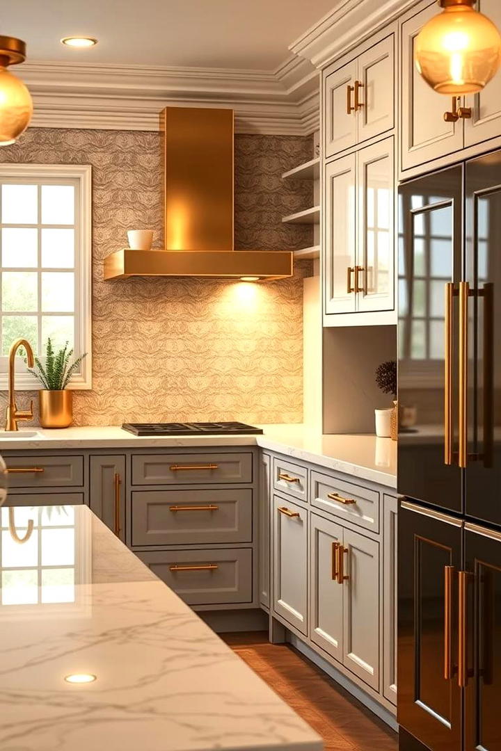 Sophisticated Brass Details - 30 Art Deco Kitchen Ideas