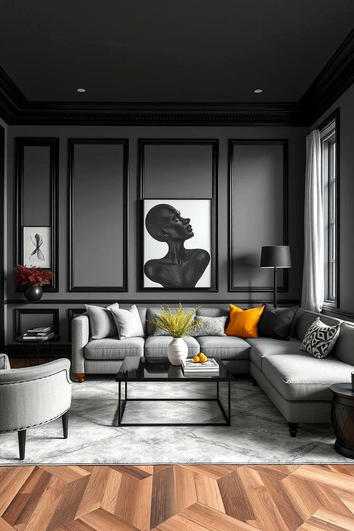 Sophisticated Edge - 30 living room grey walls black trim