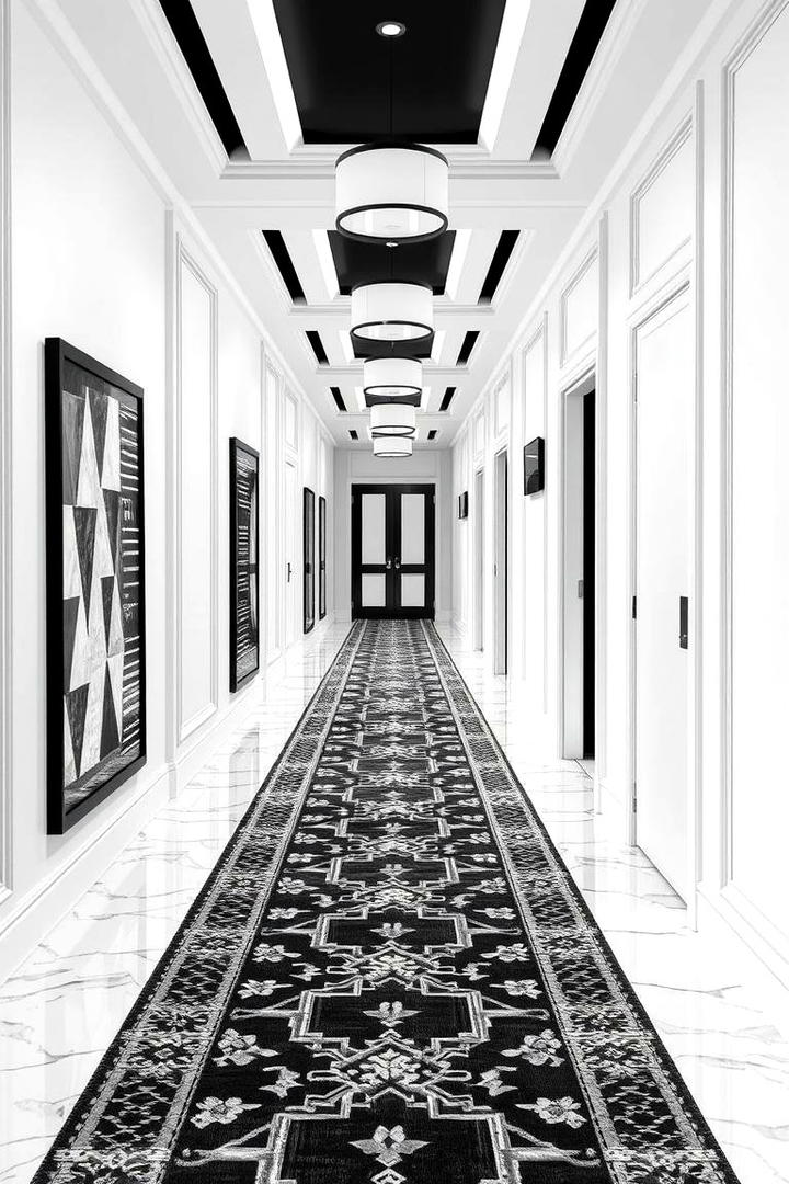 Sophisticated Floor Runners - 30 Black and White Hallway Ideas