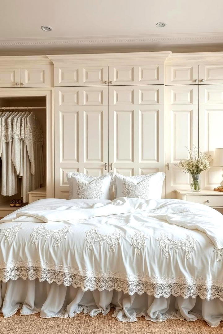 Sophisticated Lace and Linen - 30 Cottage Bedroom Ideas