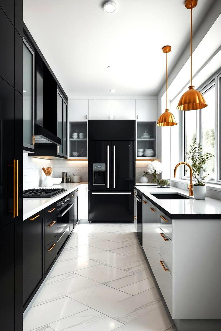 Sophisticated Monochrome Palette - 30 black white and gold kitchen ideas