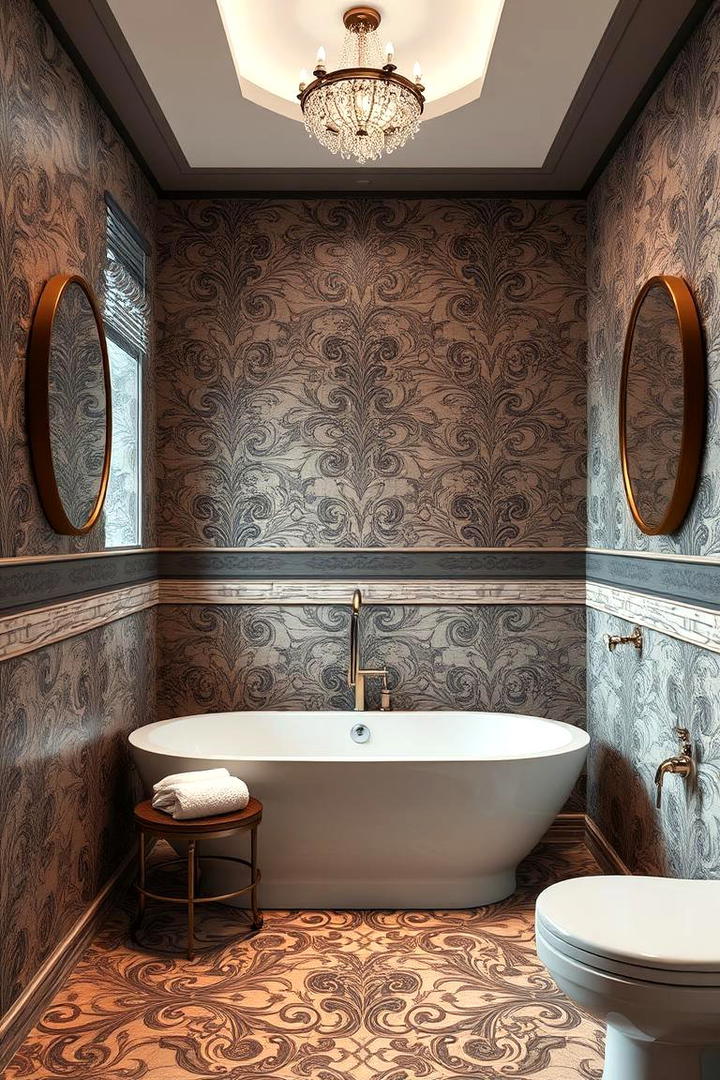 Sophisticated Patterned Walls - 30 Romantic Bathroom Ideas