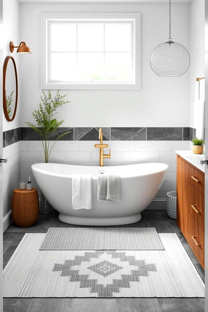 Space Optimized Rugs - 30 Small Master Bathroom Ideas