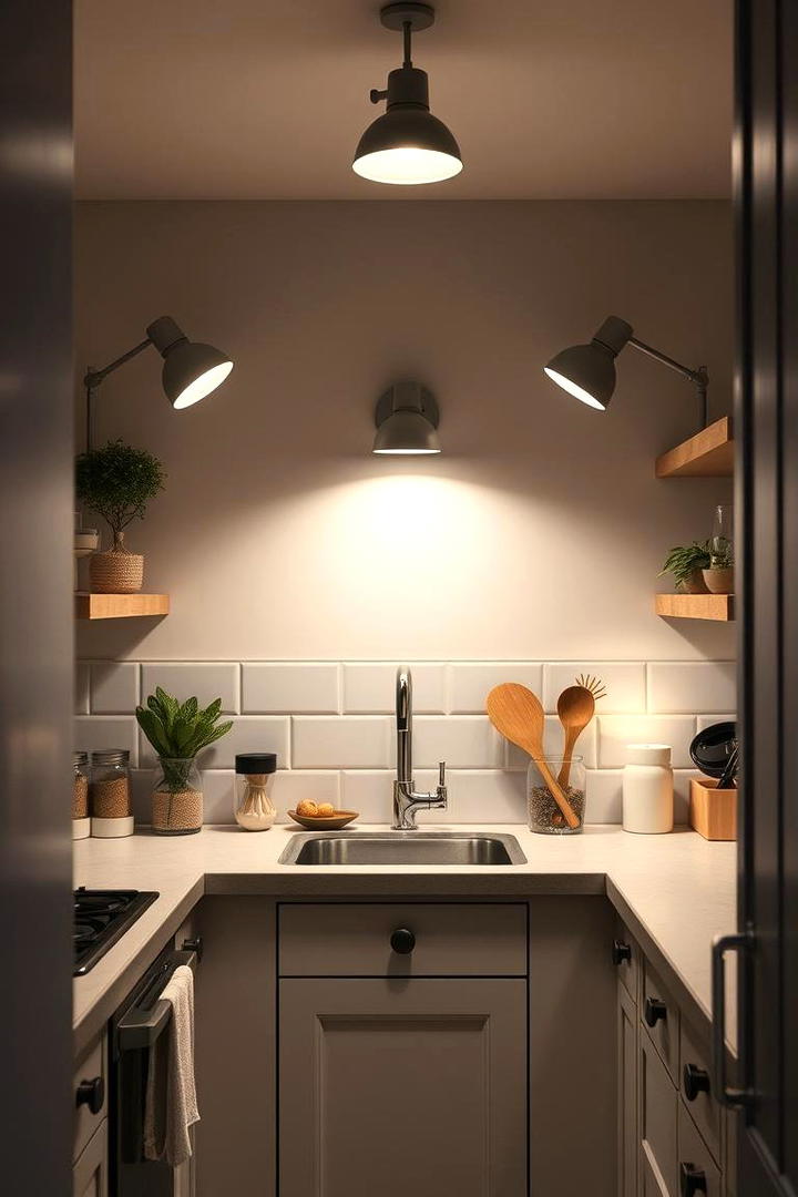 Space Saving Corner Lamps - 30 Small Kitchen Lighting Ideas