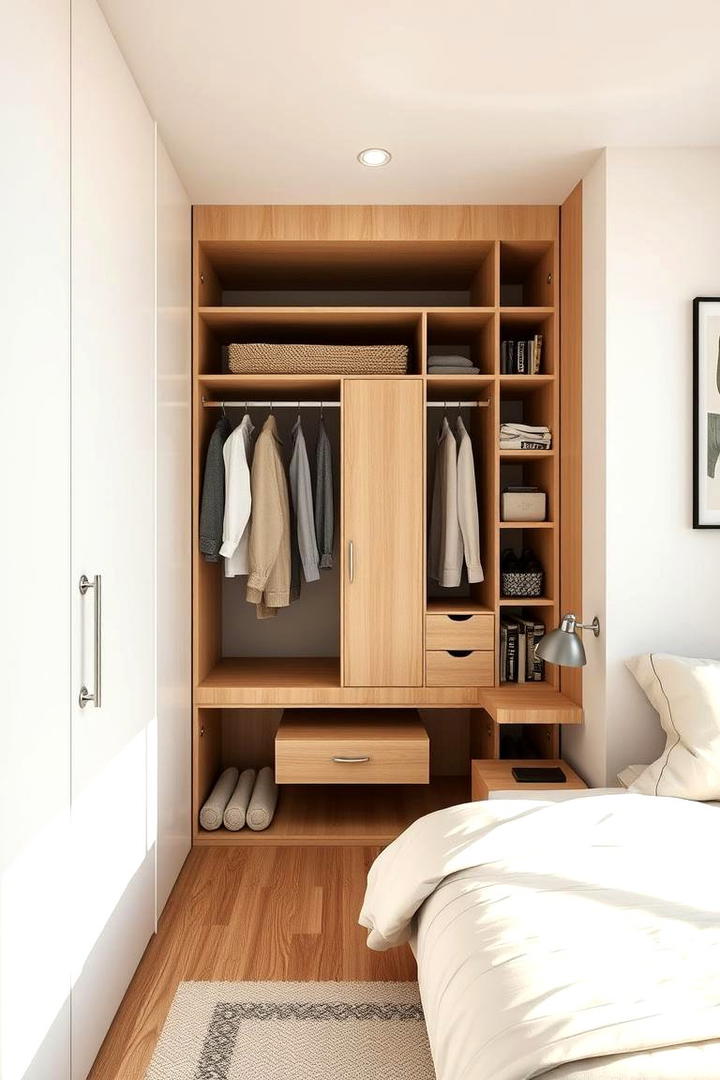 Space Saving Fold Out Closet - 30 Built-in Wardrobe Ideas Around a Bed