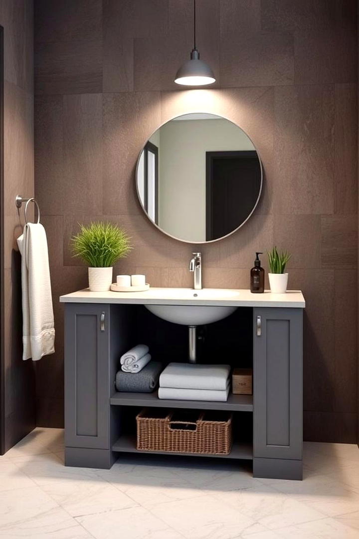 Space Saving Vanity Bench Combo - 30 Small Bathroom Vanity Ideas