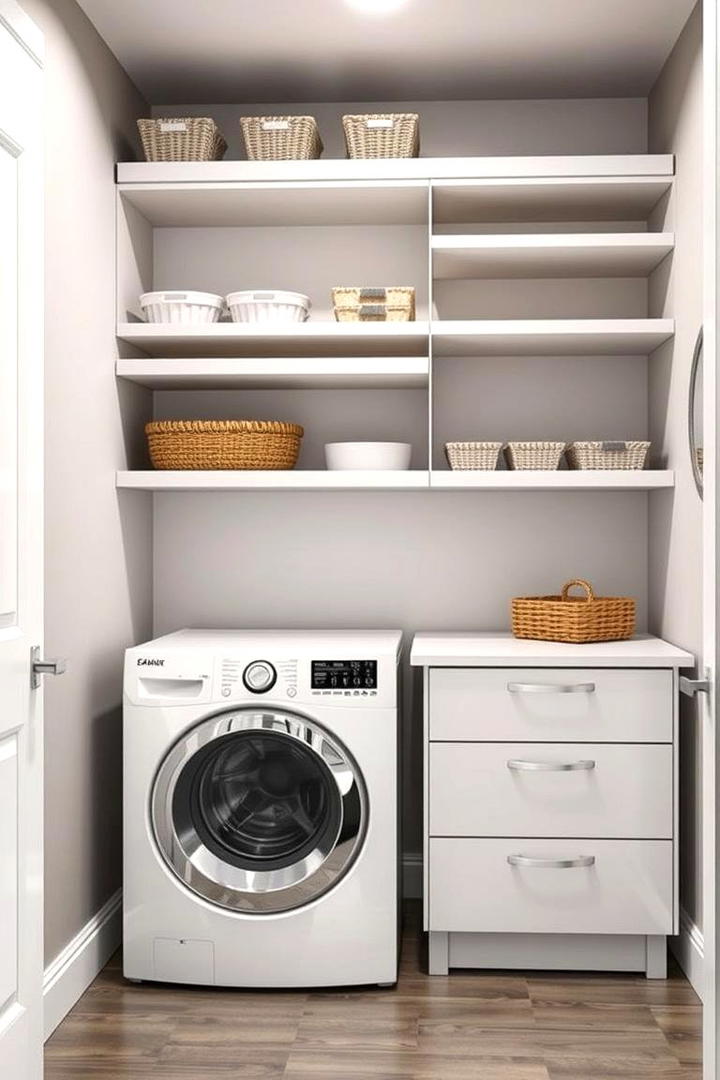 Stacked Drawer Laundry Shelf Units - 30 Laundry Room Shelf Ideas