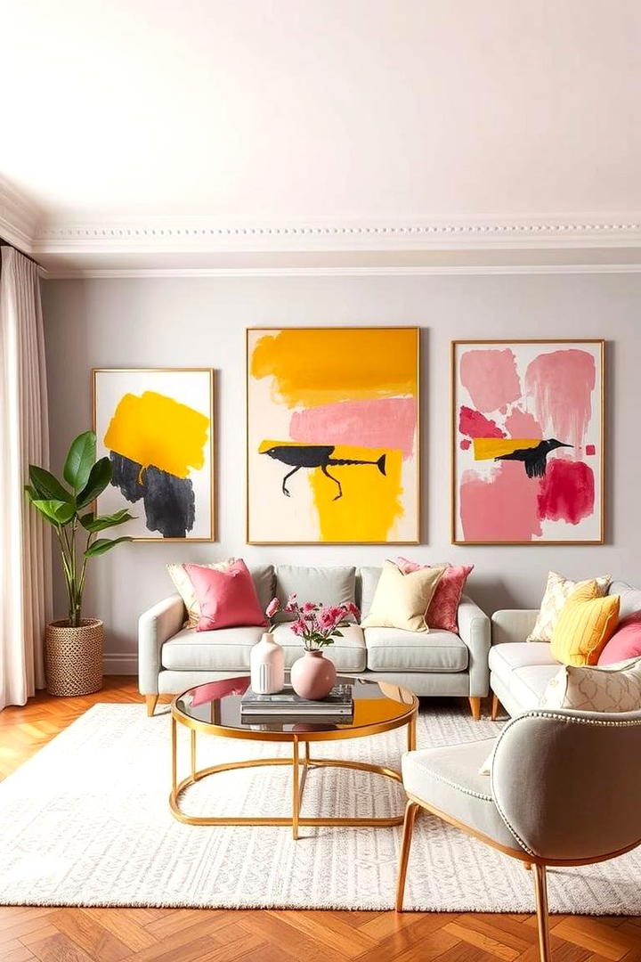 Statement Art Pieces - 30 How to Decorate With Yellow and Pink