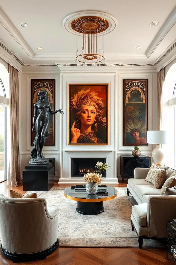 Statement Art Pieces - 30 Art Deco Living Room Ideas