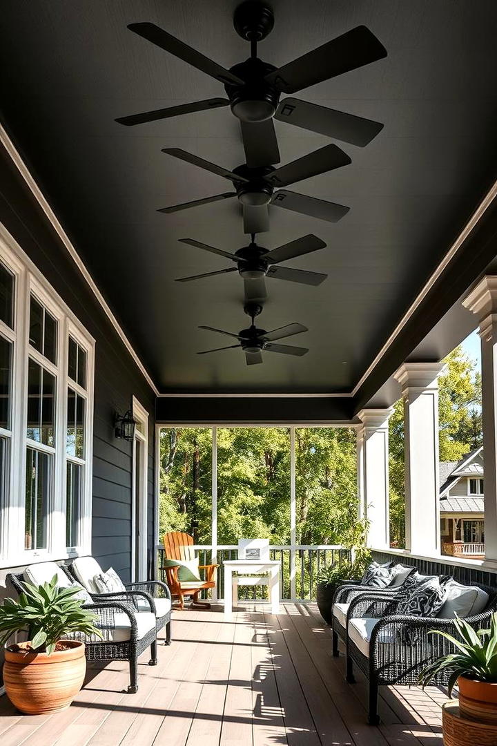 Statement Black Ceiling Fans - 30 Black Porch Ideas