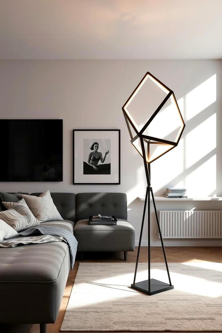 Statement Geometric Floor Lamp - 30 Living Room Floor Lamp Ideas and Inspiration