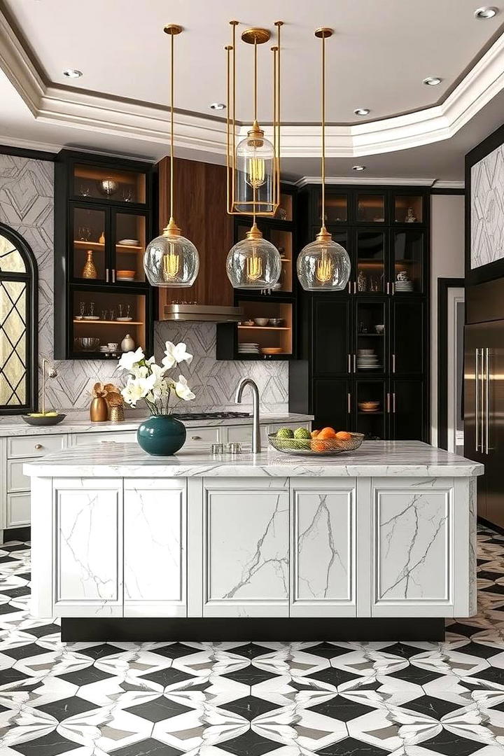 Statement Island Designs - 30 Art Deco Kitchen Ideas